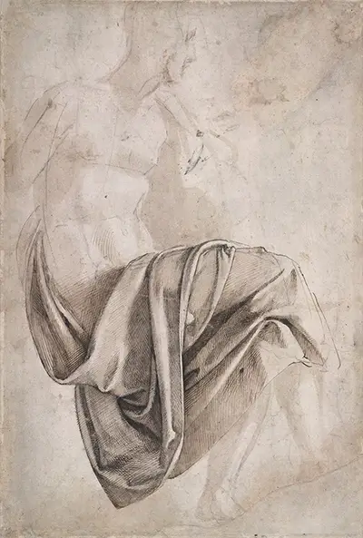 Drapery Study for the Erythraean Sibyl on the Sistine Ceiling Michelangelo